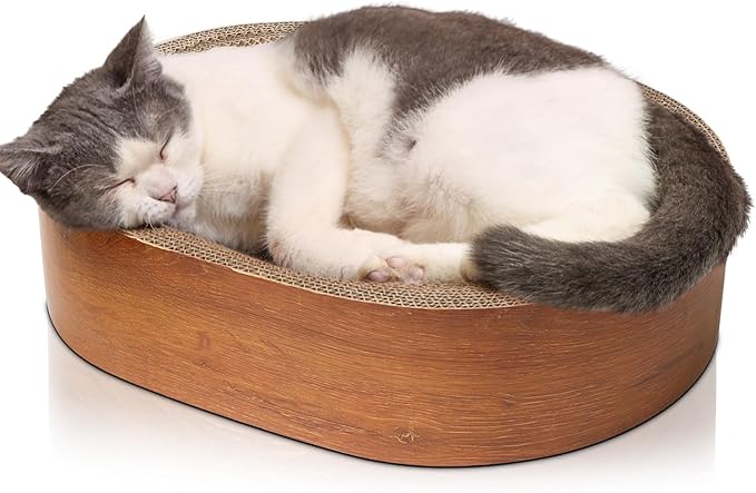 ComSaf Cat Scratcher Bed, Durable Cat Scratching Board, Oval Cat Scratch Pad by ComSaf