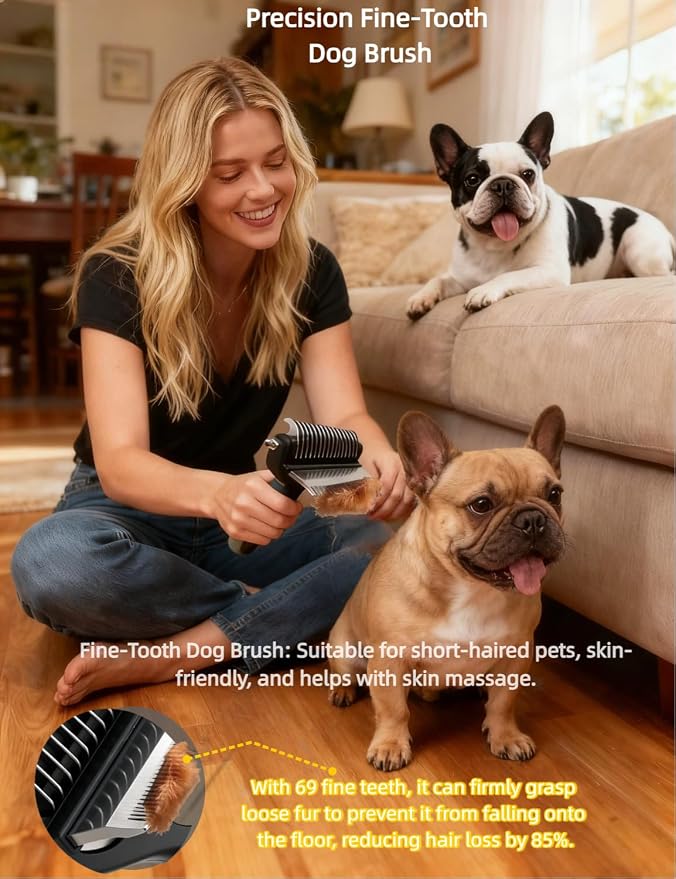 3-in-1 Deshedding Dog Brush, Deshedding Dog Grooming Brush & Undercoat Rake - Image 5