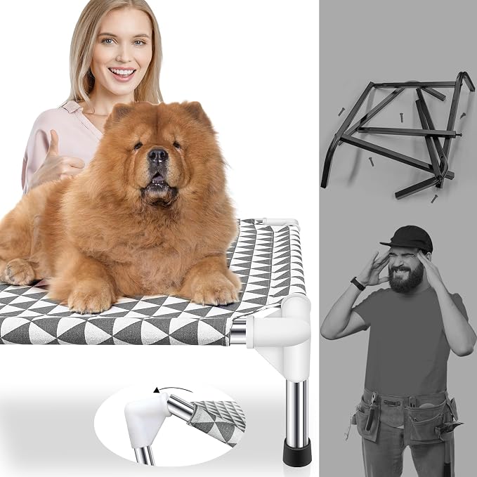 Elevated Outdoor Dog Bed, Medium Size, Cotton Material, Non-Slip Feet, Fits up - Image 4