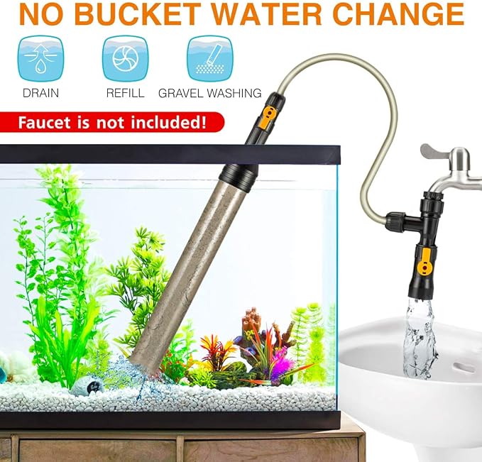 hygger Bucket-Free Aquarium Water Change Kit Fish Tank Siphon Gravel Vacuum - Image 2