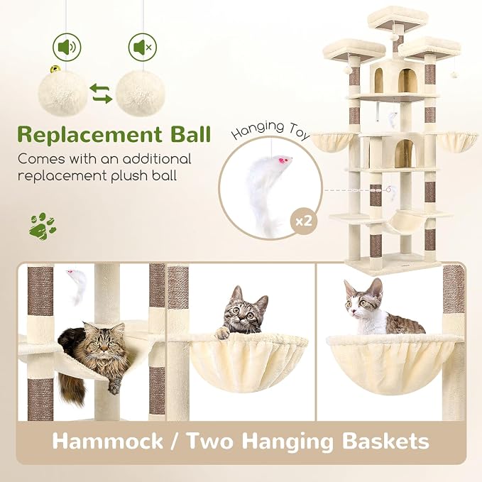 Globlazer Big Cat Tower for Indoor Cats, 80inch Cat Tower for Multiple Adult - Image 5