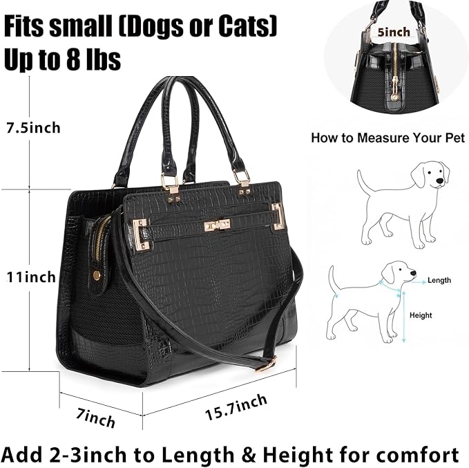 Fashion Pet Carrier Dog Cat Carrier Purse Soft-Sided Leather Handbag Pet Tote - Image 2