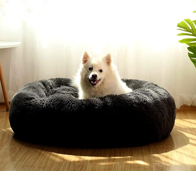 Calming Donut Dogs Beds for Medium Dogs up to 45 lb, 30inch Anti-Slip Plush - Image 6