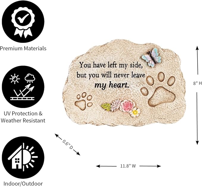 Evergreen Pet Memorial Stones | You Will Never Leave My Heart | 11.5 inches - Image 2