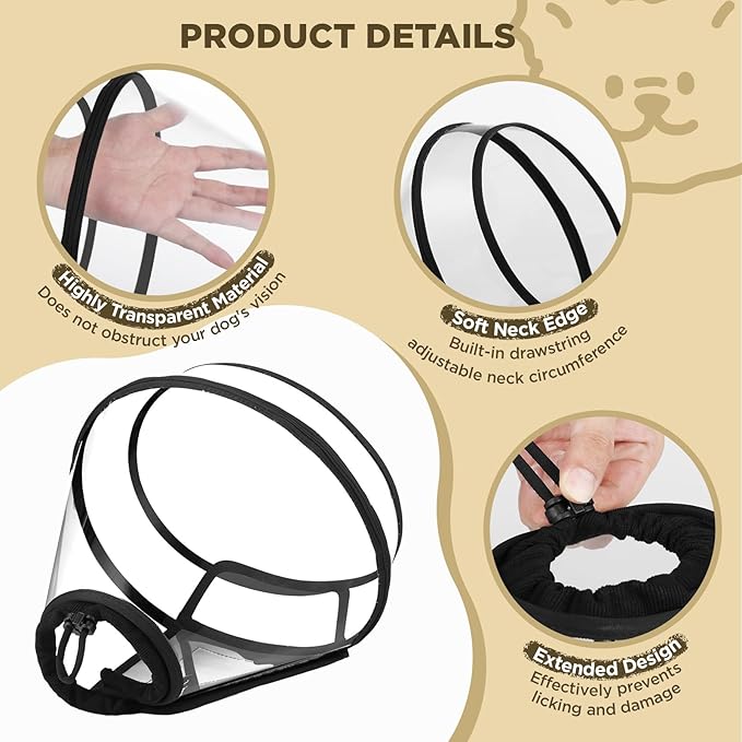 Dog Cone Collar for After Surgery, Transparent Dog Cones Alternative for Small - Image 5