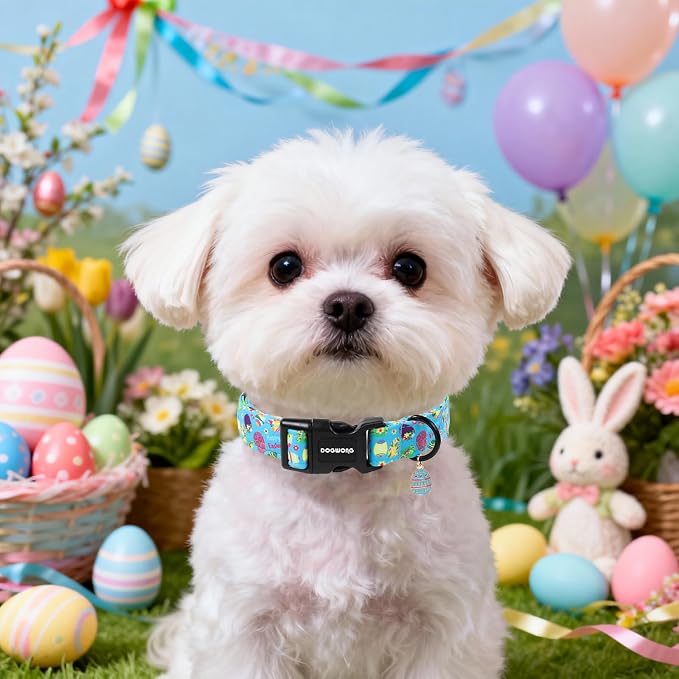 DOGWONG Easter Dog Collar, Cute Easter Egg Pet Collar Durable Holiday Girl Boy - Image 5
