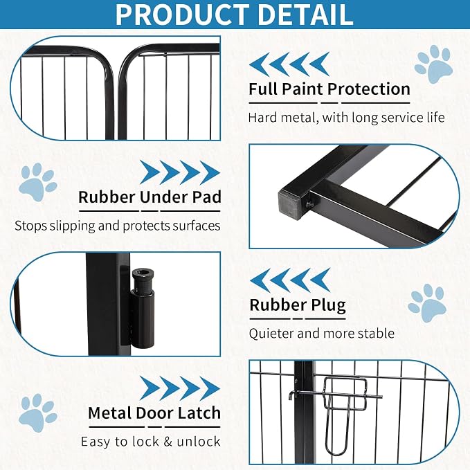 NEWBULIG Dog Playpen 8 Panels 40" Height Foldable Heavy Duty Metal Dog Exercise - Image 5