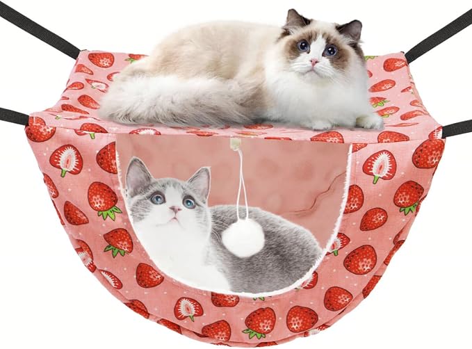 JSPYFITS Cat Cage Hammock with Ball, Double Layer Hanging Adjustable Soft Pet by JSPYFITS