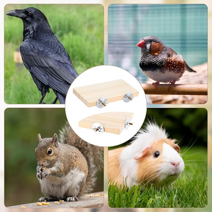 2PCS Bird Perch Platform Flat, Fan Shape and Rectangle Bird Cage Platform - Image 6