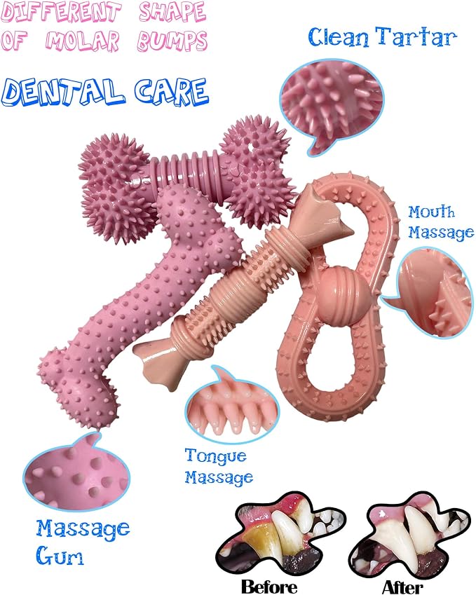 4 Pack Teething Toys Dog Durable Chew Toys Soft Rubber Toy Dog Teeth Cleaning - Image 2