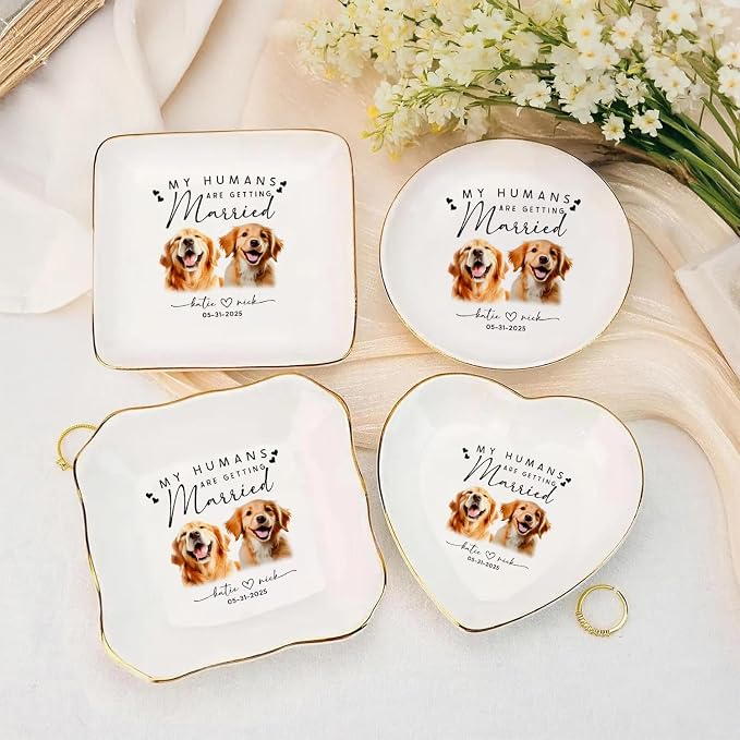 Custom Pet Portrait Watercolor Ring Dish, My Humans Are Getting Married Jewelry - Image 7