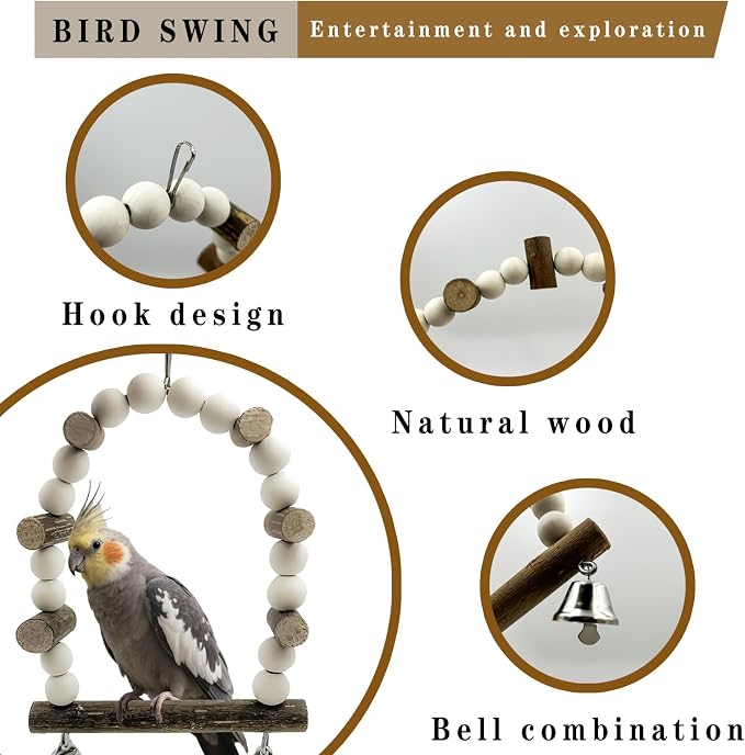 5Pcs Natural Wooden Bird Perch Set – Parrot Perch Toys, Bird Cage Perches - Image 6