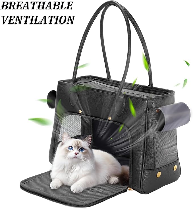 Fashion Pet Carrier Purse for Small Cat and Dog, Luxury Pu Soft-Sided Tote Bag - Image 5