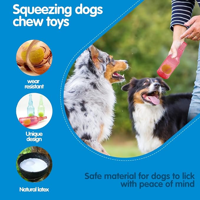 Cute Tough Dog Toy Rubber Bottle Squeaky Dogs Chew Toy Long Lasting Interactive - Image 5