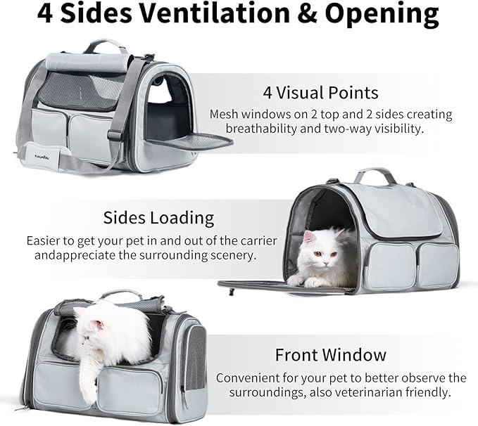 FUKUMARU Cat Carrier, Soft-Sided Small Dog Carrier, Large Cat Travel Bag - Image 5