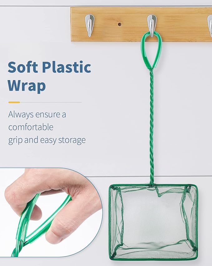 Pawfly Aquarium Fish Net with Braided Metal Handle Square Net with Soft Fine - Image 5