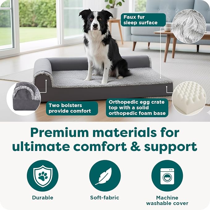 Furhaven Orthopedic Dog Bed for Large Dogs w/ Removable Bolsters & Washable - Image 4