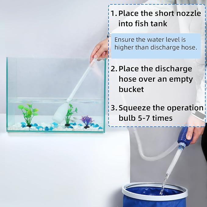 AQUANEAT Aquarium Vacuum Siphon, Hand Pump Fish Tank Water Changer, - Image 5
