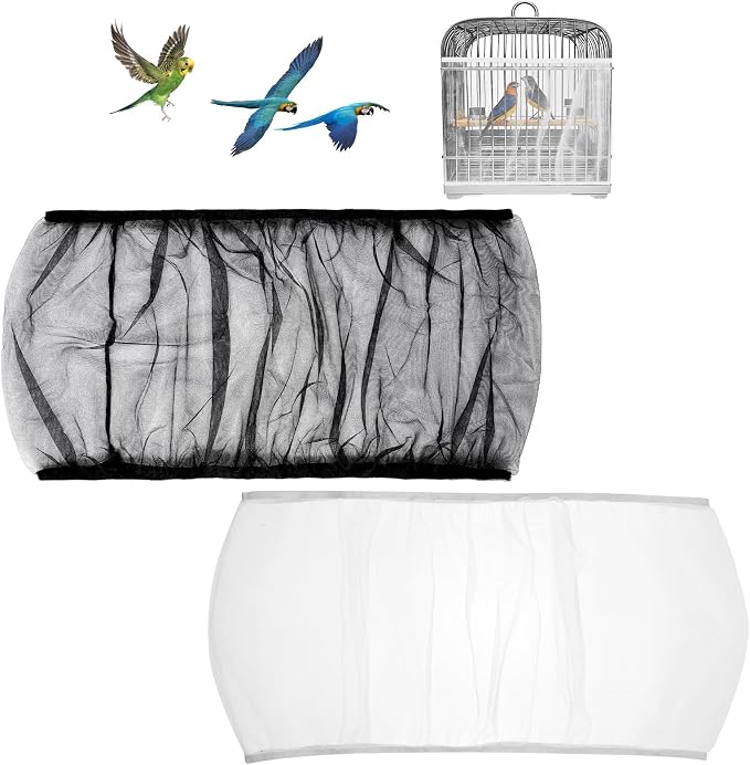 2Pcs Bird Cage Seed Catcher, Soft Airy Bird Cage Net Guard Net Cover Stretchy by Unknown