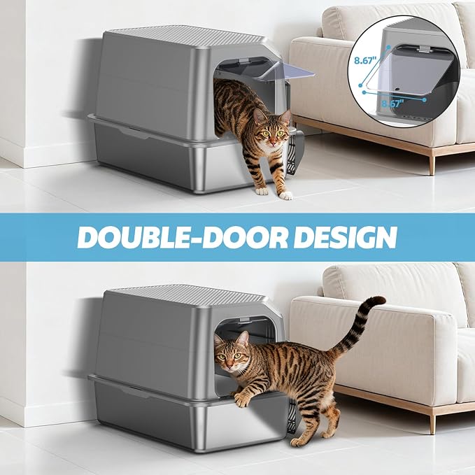 Enclosed Stainless Steel Cat Litter Box - Image 5