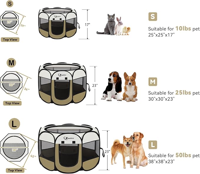 Dog Cat Playpen, Medium Puppy Pet Playpen, Dog Crate Tent Cage Indoor/Outdoor - Image 9