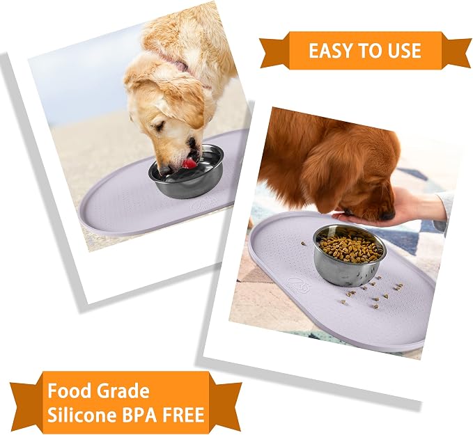 100% Waterproof 0.5" Raised Edge BPA Free Silicone Dog Food Mat, Pet Cat - Image 7