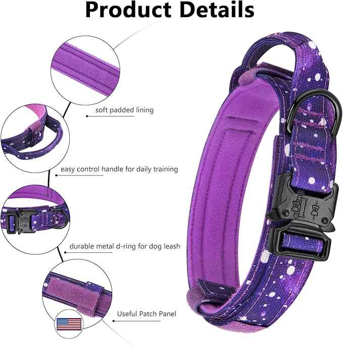 DAGANXI Tactical Dog Collar, Adjustable Military Training Nylon Dog Collar