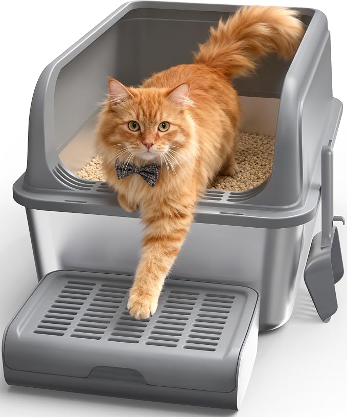 Cat Litter Box - Stainless Steel Litter Box by Powools