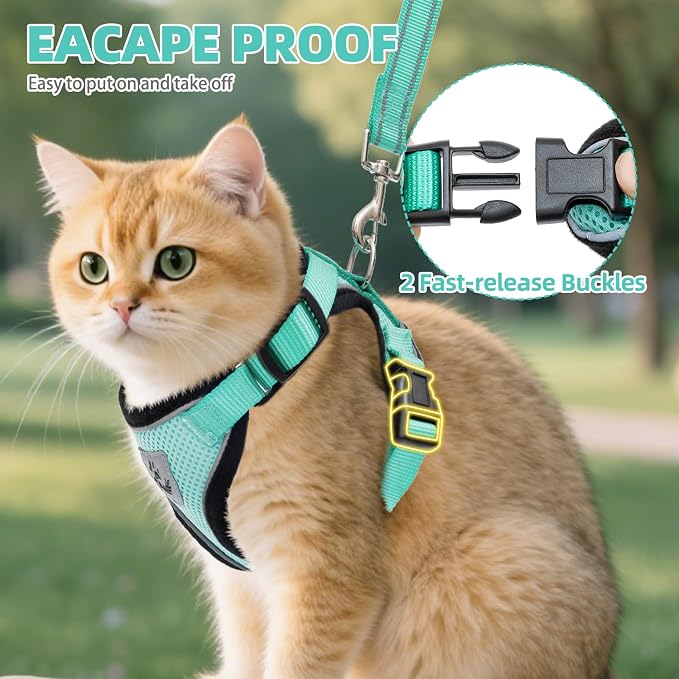 PUPTECK Cat Harness and Leash Set Escape Proof Reflective Cat Walking Harness - Image 3