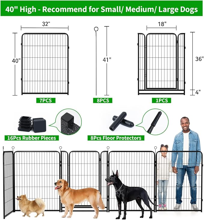 Dog Playpen Outdoor Extra Wide 8 Piece Panels Heavy Duty Dog Fence 40" Height - Image 2
