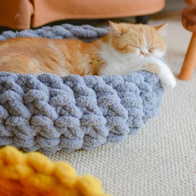 Cat Nest Bed - Premium Self Warming Handwoven Washable Extra Soft Round Cave - Image 2