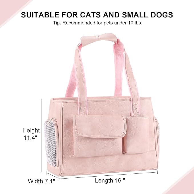 Dog Carrier Purse, Fashion Leather Pet Carrier Bag, Airline Approved Soft Sided - Image 3