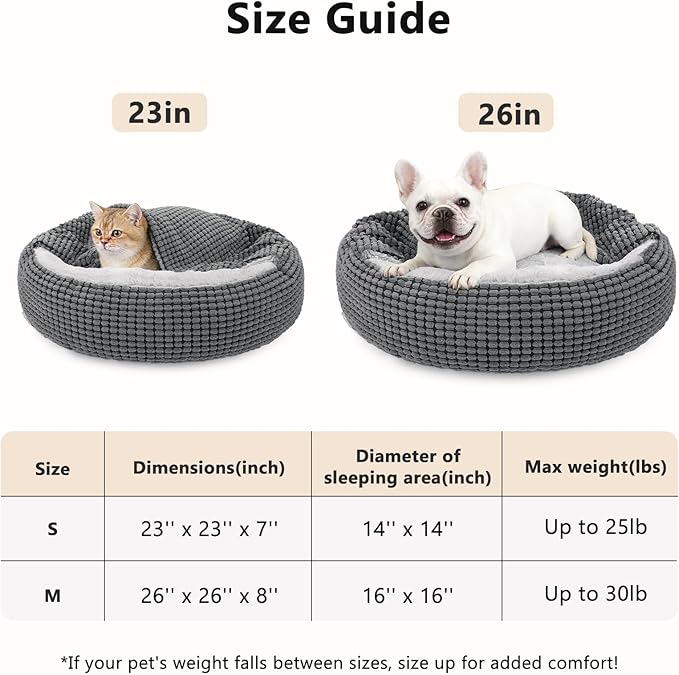 SIWA MARY Small Dog Bed with Attached Blanket, Cozy Donut Cuddler Anti-Anxiety - Image 5
