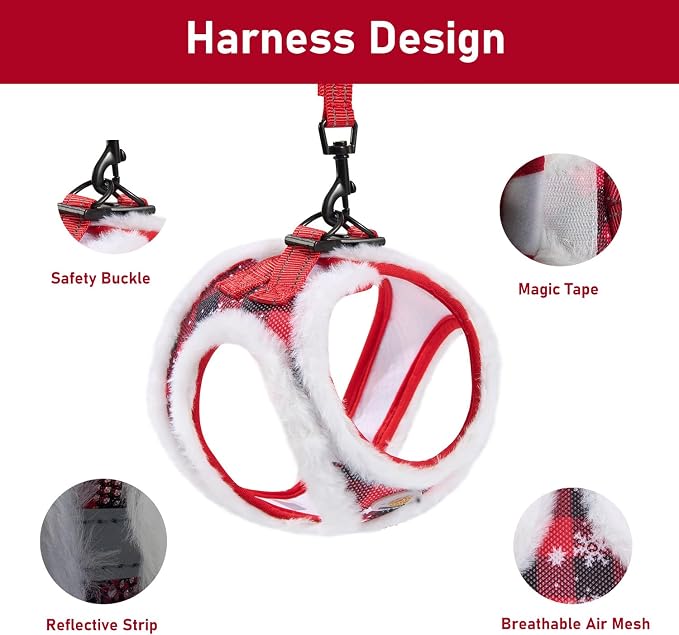 Hipubby Christmas Dog Harness and Leash Set, No Pull Soft Mesh Puppy Harness - Image 3