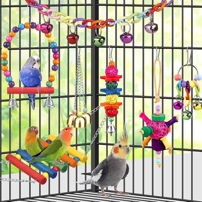 Bird Toys for Conures with Colorful Ladder Hammock Bird Cage Accerious Bird - Image 4