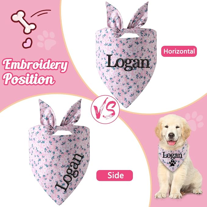 Personalized Dog Bandana Embroidered Name Custom Neckwear Dog Scarf Triangle - Image 3