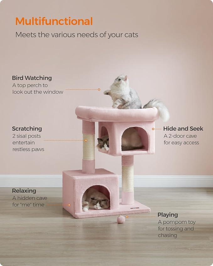 Feandrea Cat Tree, 33.1-Inch Cat Tower, Plush Condo - Image 4