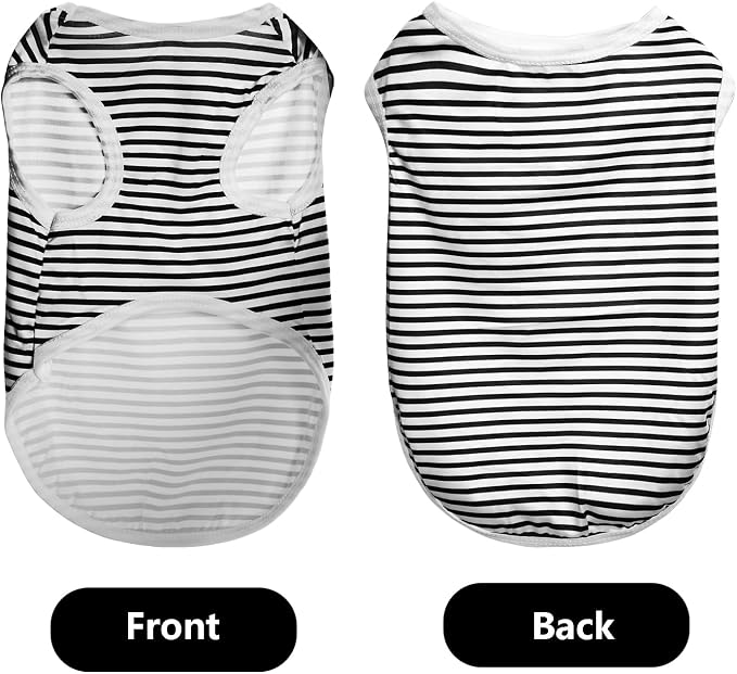 3 Pcs Cat Shirts Solid Color Dog Clothes Summer Sleeveless Stripe Pet T Shirts - Image 3