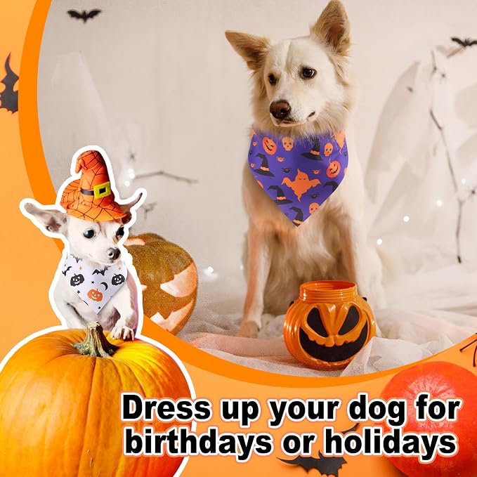 Sanwuta 120 Pcs Halloween Dog Bandanas Bulk Skeletons Pumpkin Bat Skull Ghost - Image 5