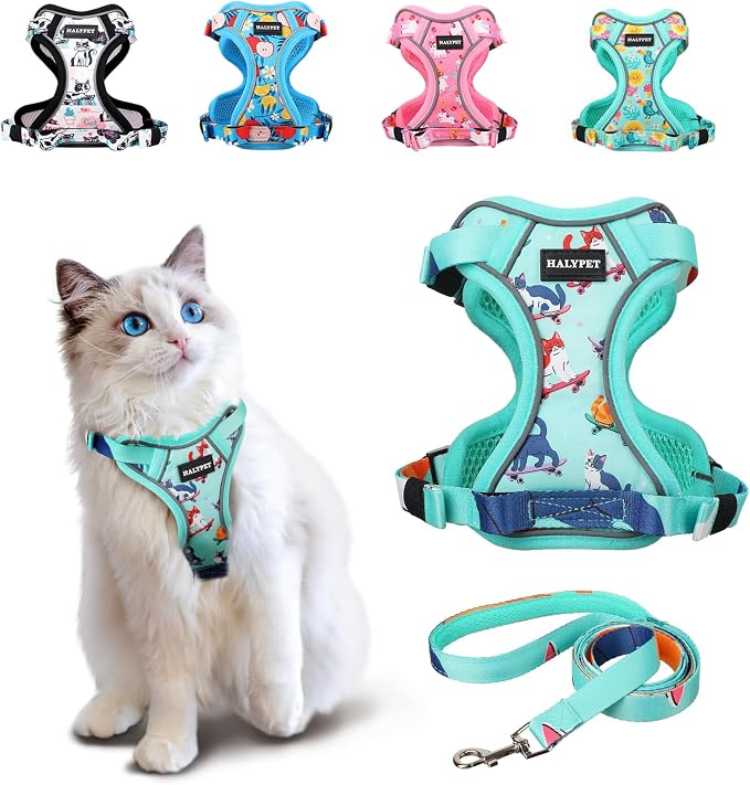 Halypet Cat Harness and Leash Set Cute Escape Proof Vest Harness by DOMoreWithYourPet