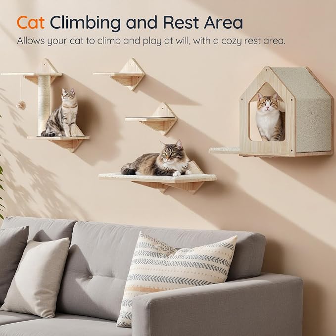 HOOBRO Wood Cat Wall Shelves, Climbing Shelves - Image 3