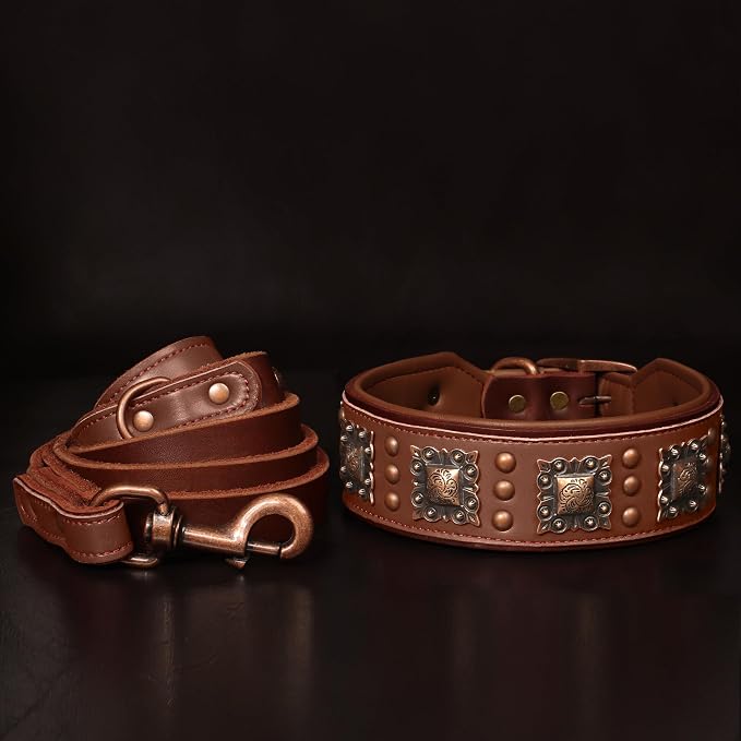 PET ARTIST Soft Padded Leather Dog Collar, 2 inch Wide Genuine Leather Dog - Image 3