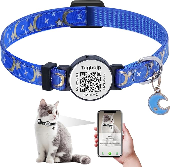 Breakaway Cat Collar with QR Code ID & Modifiable Profile, Upgraded Reflective by Taghelp
