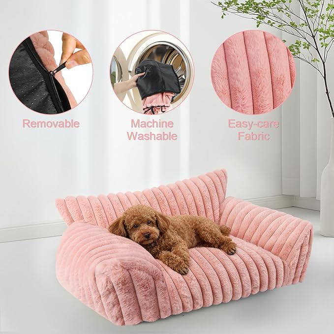 Cute Dog Cat Couch for Medium Large Dogs, Fluffy Pet Sofa Dog Couch Bed - Image 7
