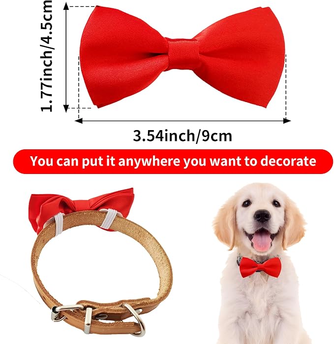 PET SHOW 12 Colors Plain Small Dogs Collar Embellishment Attachment Bow Ties - Image 2