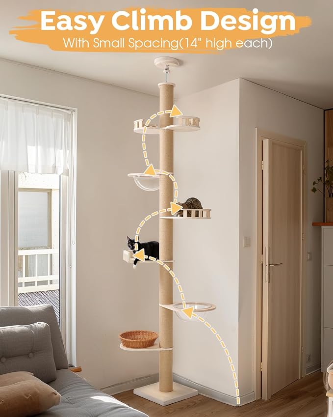 Veehoo Floor to Ceiling Cat Tree Height Adjustable, Sturdy Tall Cat Tree - Image 7