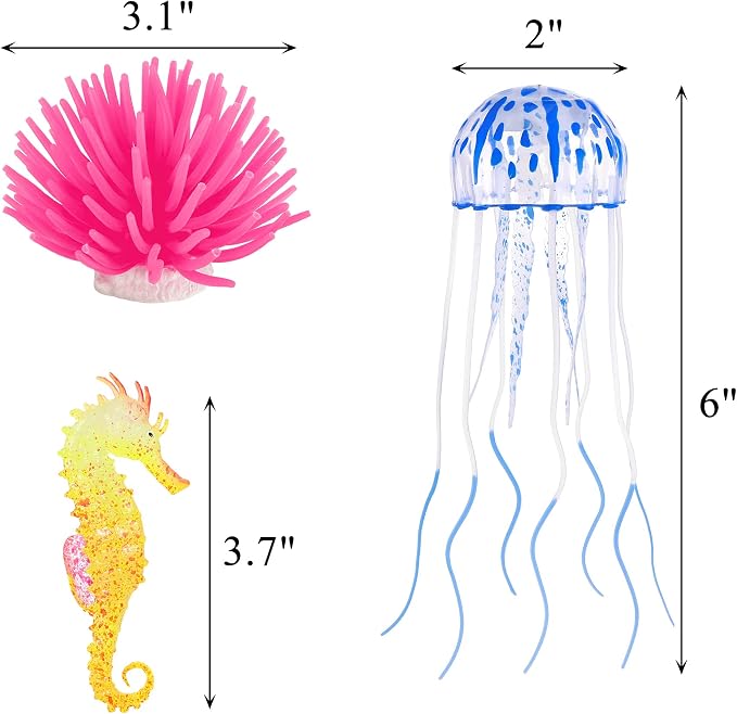 Lpraer 6 Pieces Glow Aquarium Ornaments Artificial Glow Floating Jellyfish - Image 5