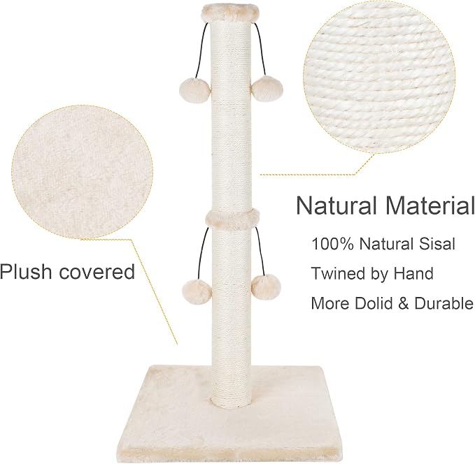 Dimaka 29'' Cat Scratching Post, Natural Sisal Rope Scratch Post - Image 4