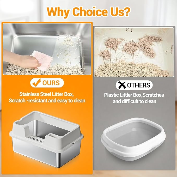 Stainless Steel Litter Box, XL Enclosed Cat Litter Boxes - Image 6