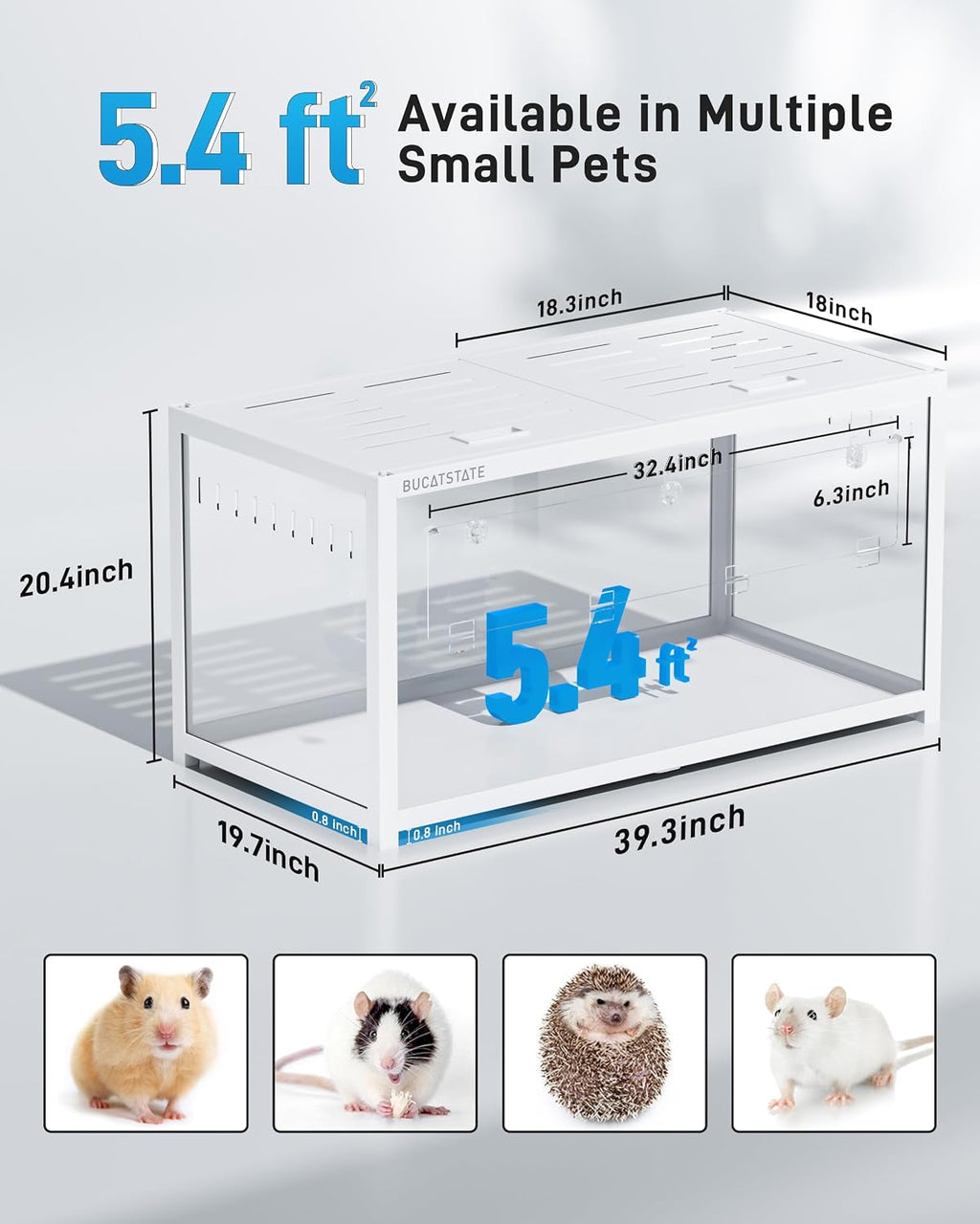 BUCATSTATE Hamster Cage 3.0, 39in, White - GlobalHabitat Supply